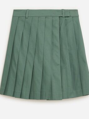 J. Crew Pleated A-Line Cotton Wrap Skirt in Sage Green Women’s 8